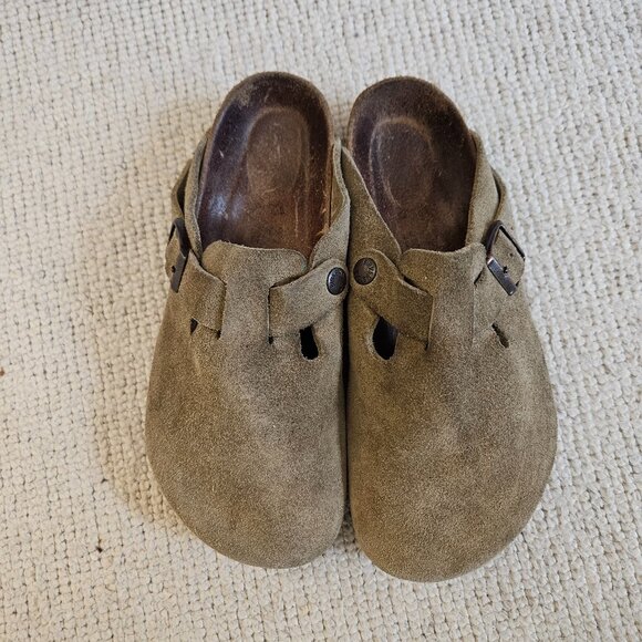 Birkenstock Boston Clogs Light Brown or Taupe Suede Size 37 6 or 6.5 - Picture 2 of 8